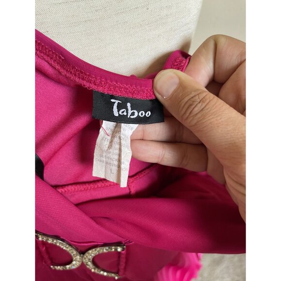 Taboo Size Large Pink Vintage Babydoll Mini Dress Barbie Satin Made in USA 90s - Picture 6 of 10